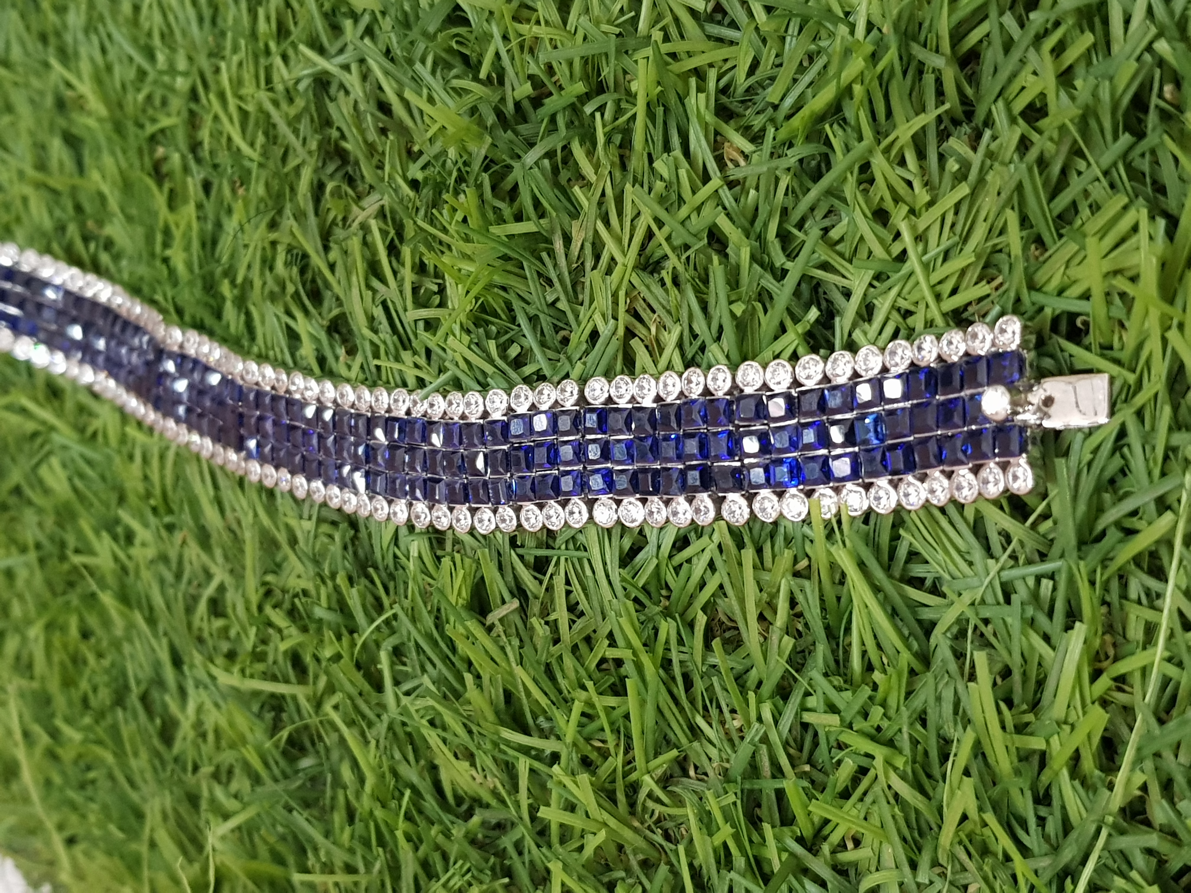 Blue Crystal and Rhinestone Bracelet