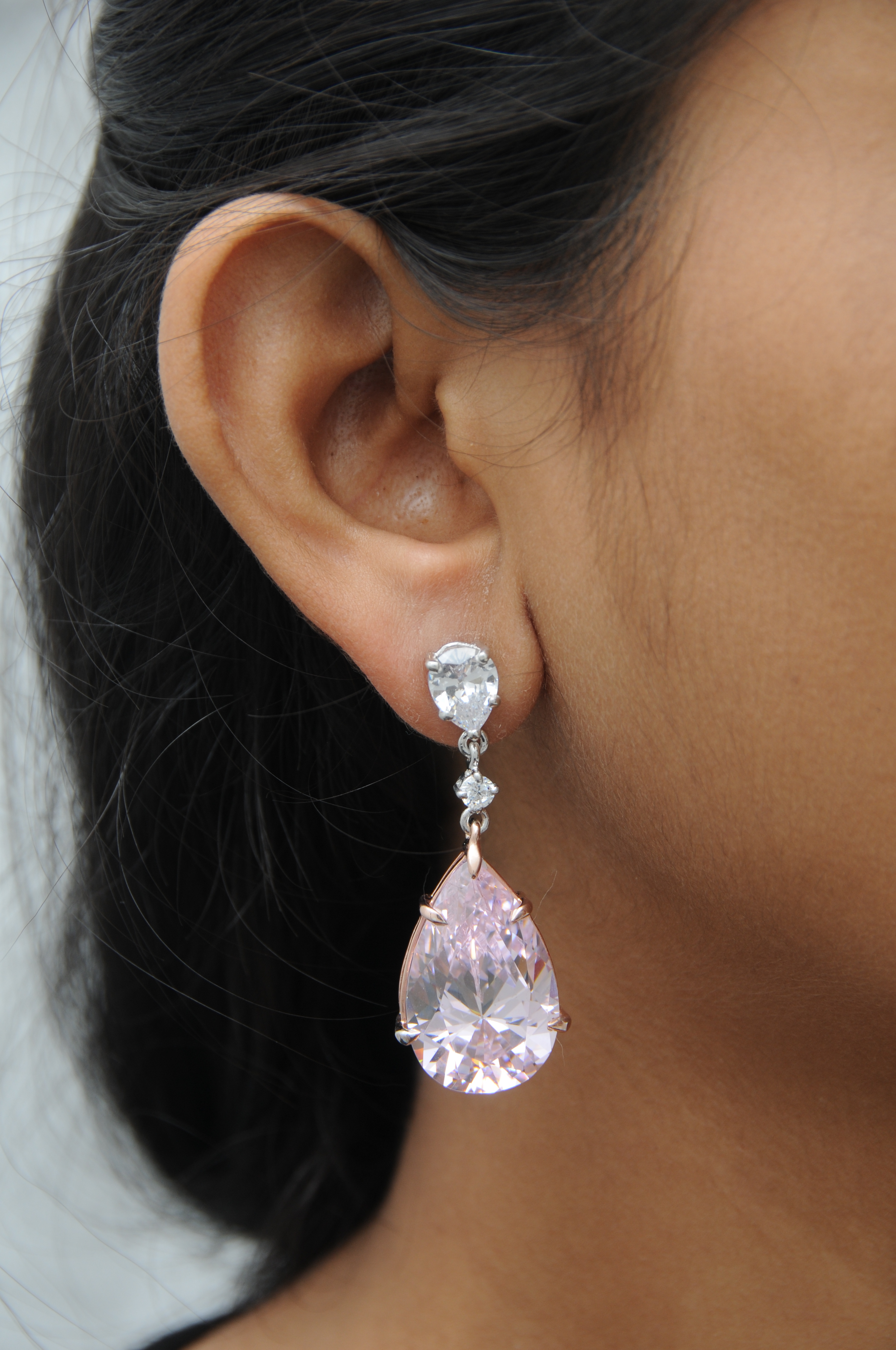 Pink Teardrop Crystal Earrings