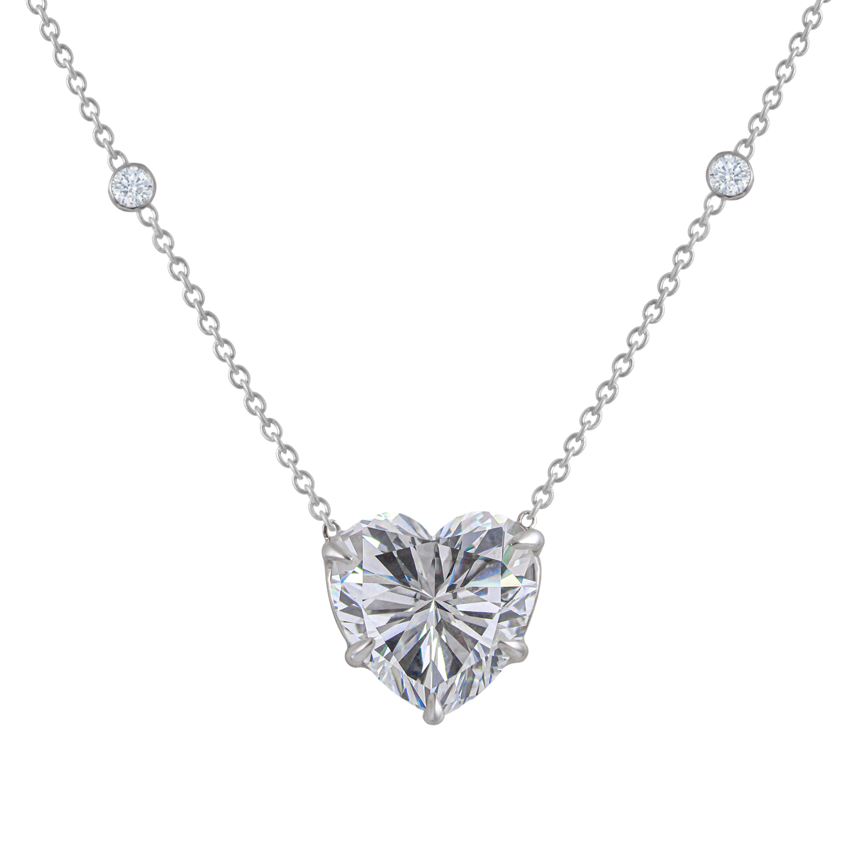 Heart-Shaped CZ Pendant Necklace