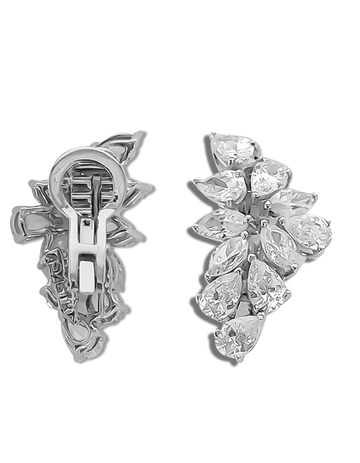 White Gold Signature Adastra CZ Cluster Earrings