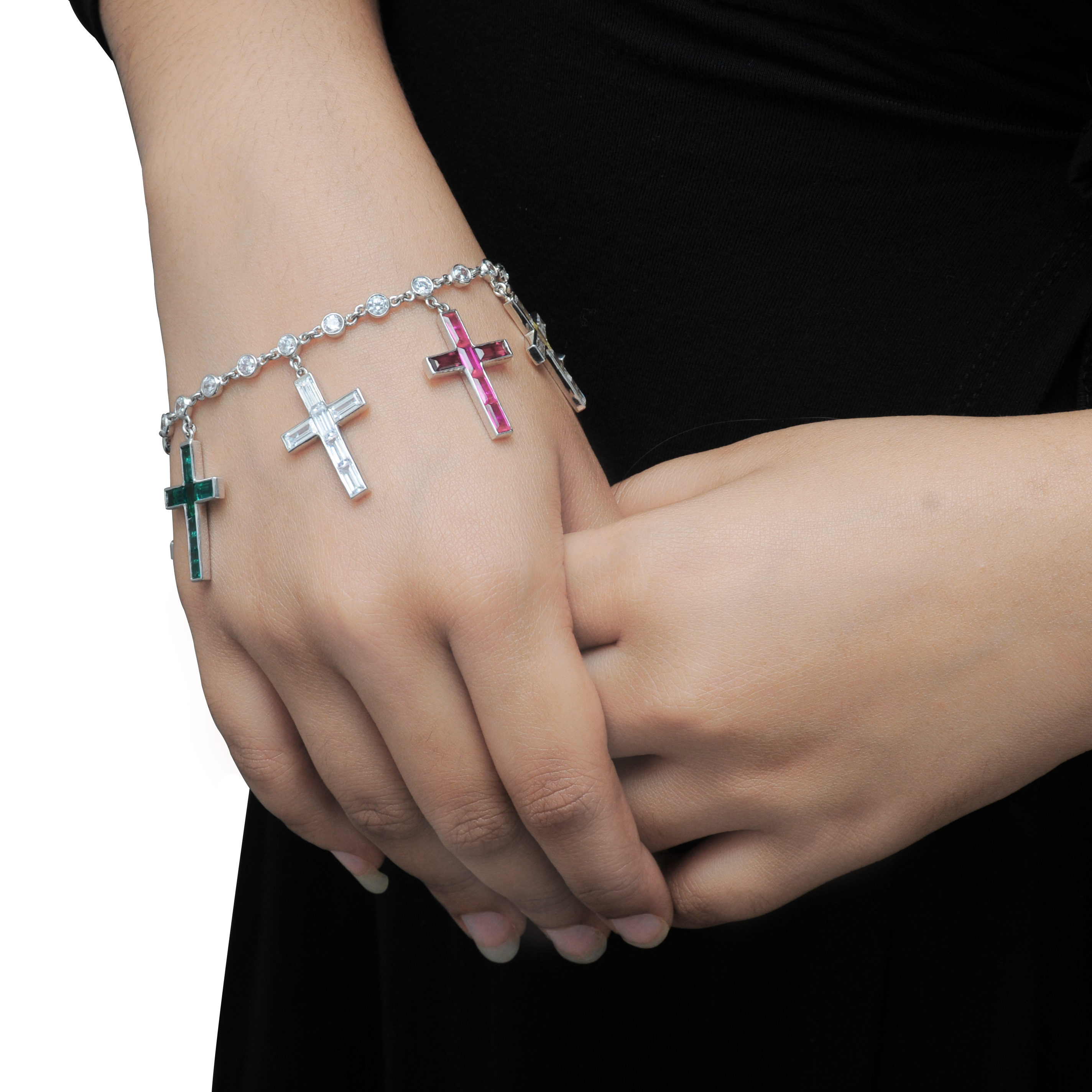 Multi-Color Cross Charm Bracelet