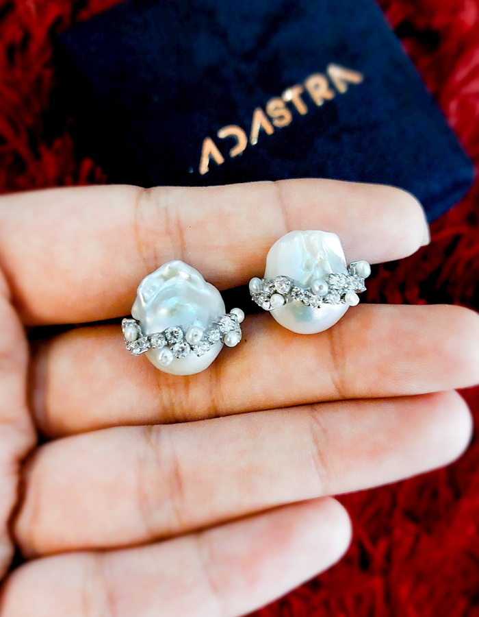 Baroque Pearl & Crystal Stud Earrings