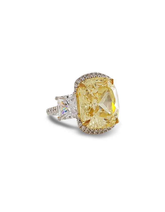 Yellow Cushion-Cut Signature Adastra CZ Ring