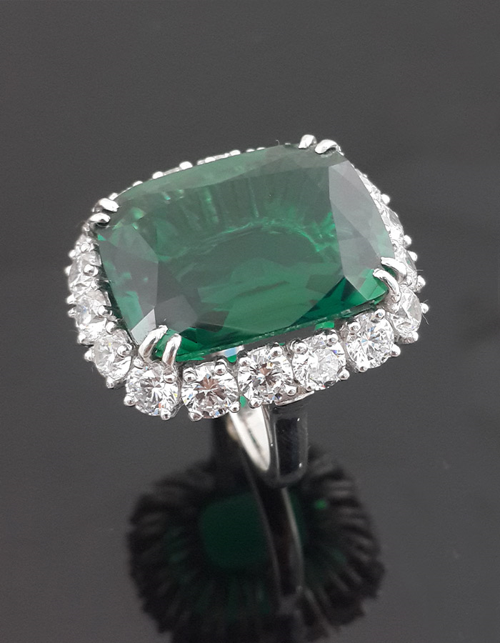 Emerald & Signature Adastra CZ Halo Ring