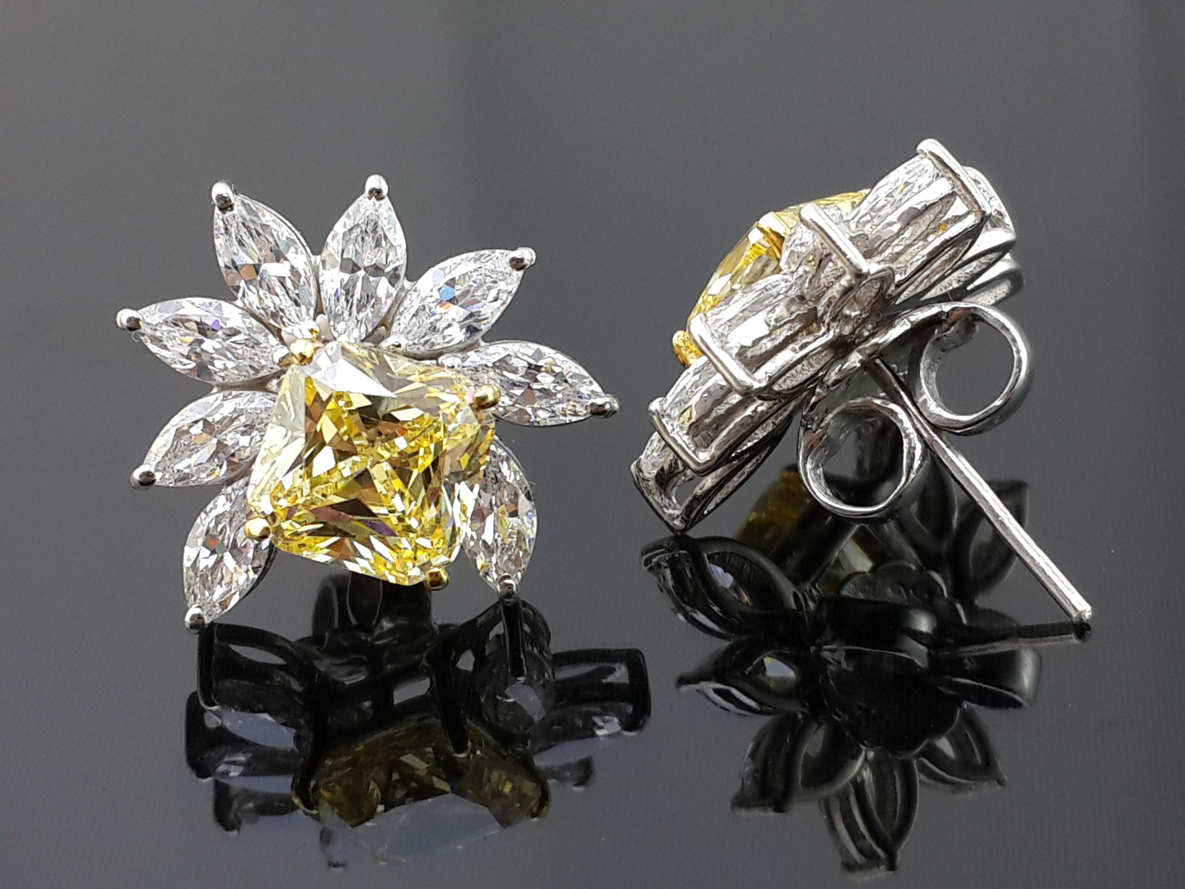 Yellow Signature Adastra CZ Flower Stud Earrings