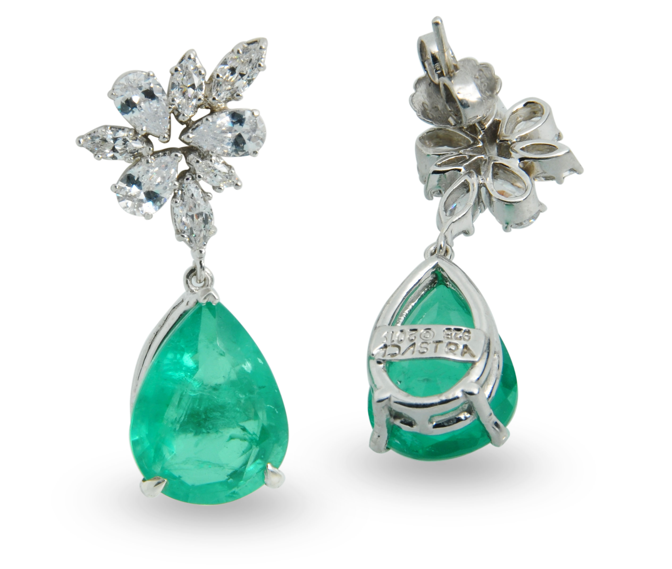 Emerald & Signature Adastra CZ Drop Earrings