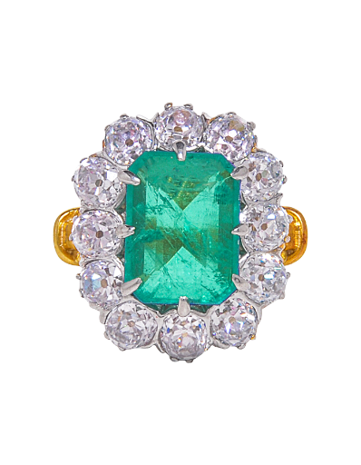 Emerald and Signature Adastra CZ Halo Ring