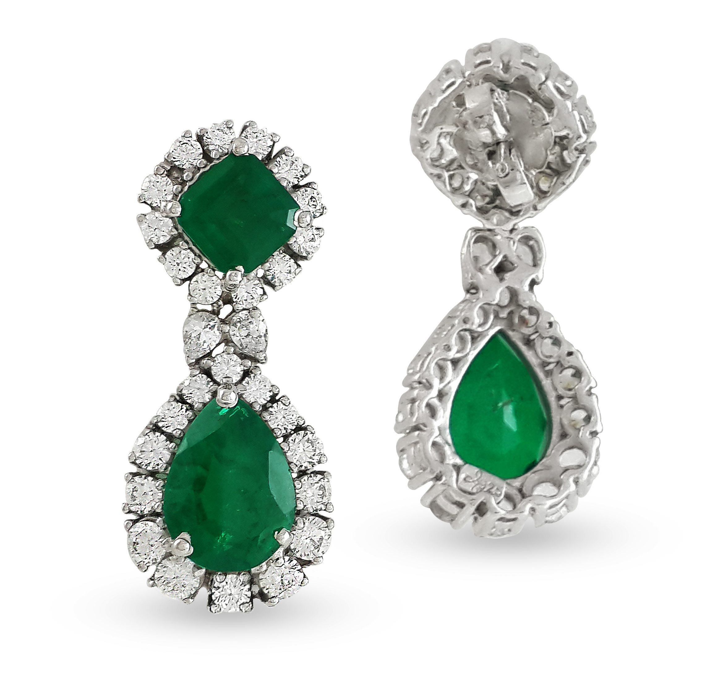 Emerald and Signature Adastra CZ Drop Earrings