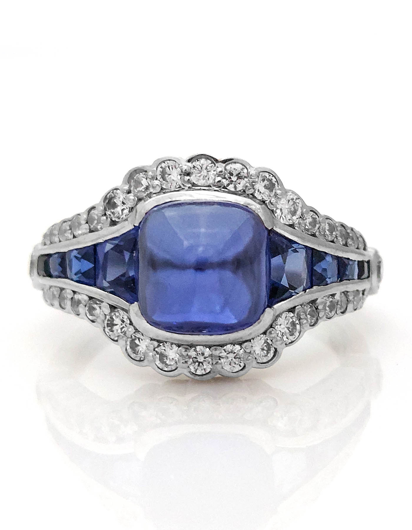 Blue Sapphire and Signature Adastra CZ Ring
