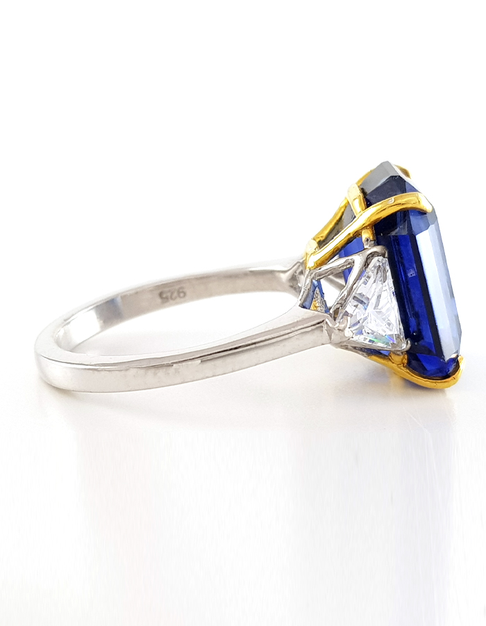 Emerald-Cut Blue Sapphire Ring