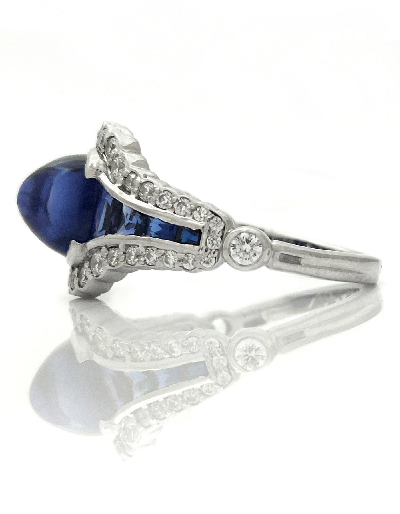 Blue Sapphire and Signature Adastra CZ Ring