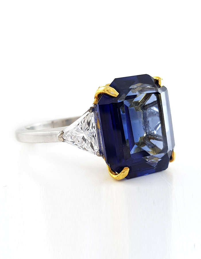 Emerald-Cut Blue Sapphire Ring