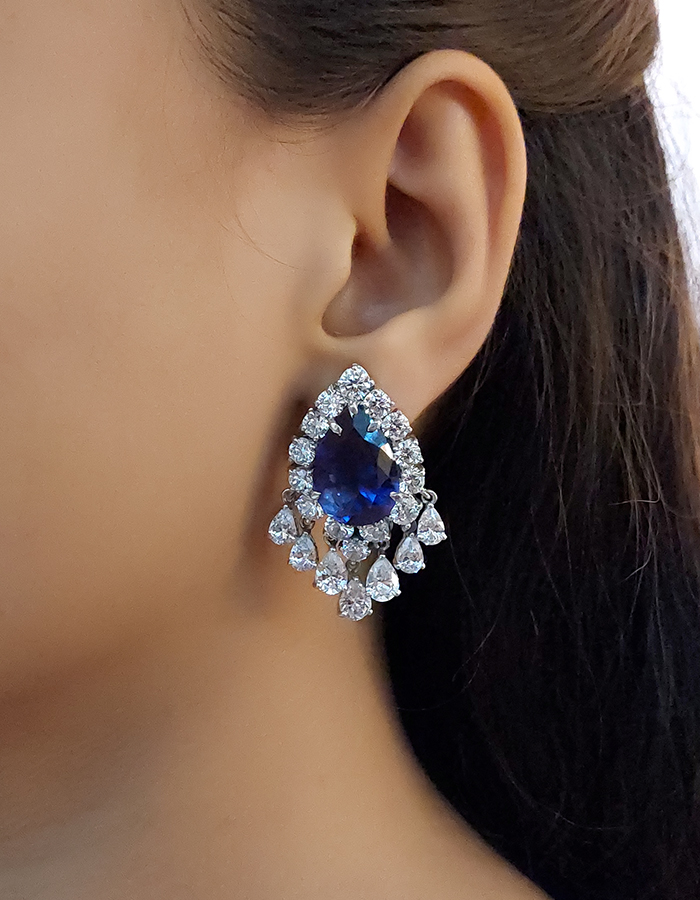 Sapphire Teardrop Statement Earrings