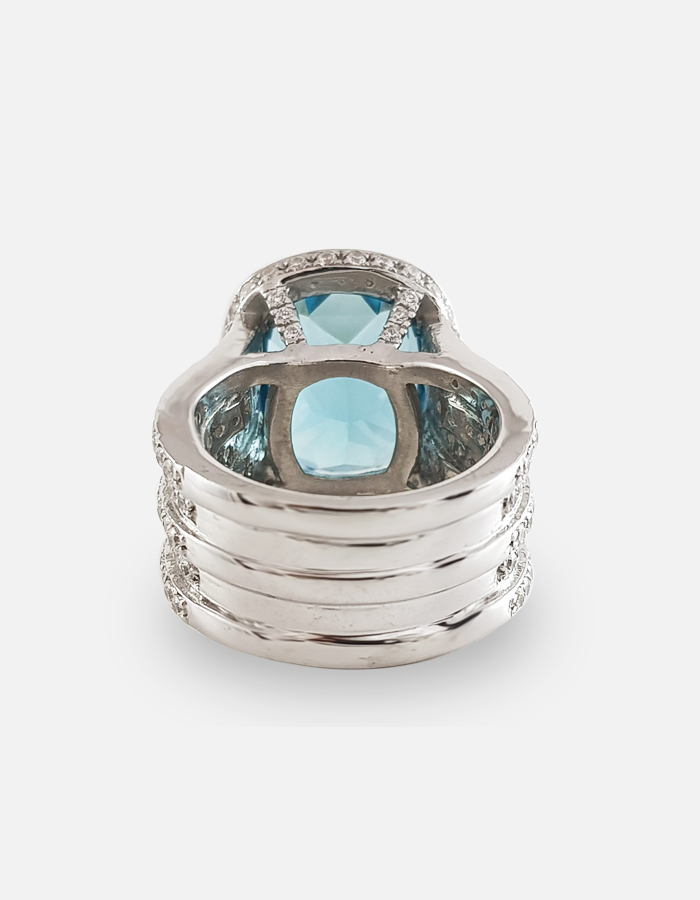 Blue Topaz &  Signature Adastra CZ Statement Ring