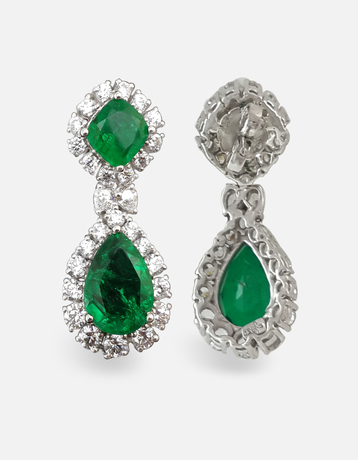 Emerald and Signature Adastra CZ Drop Earrings