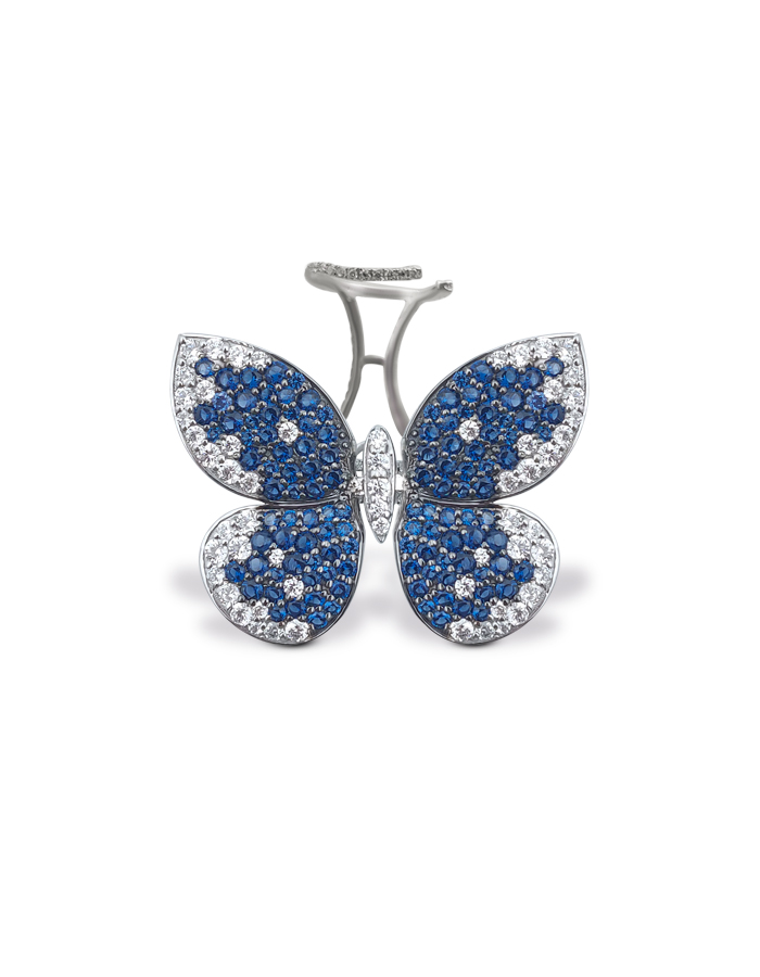 Blue Sapphire Butterfly Ring - Cocktail