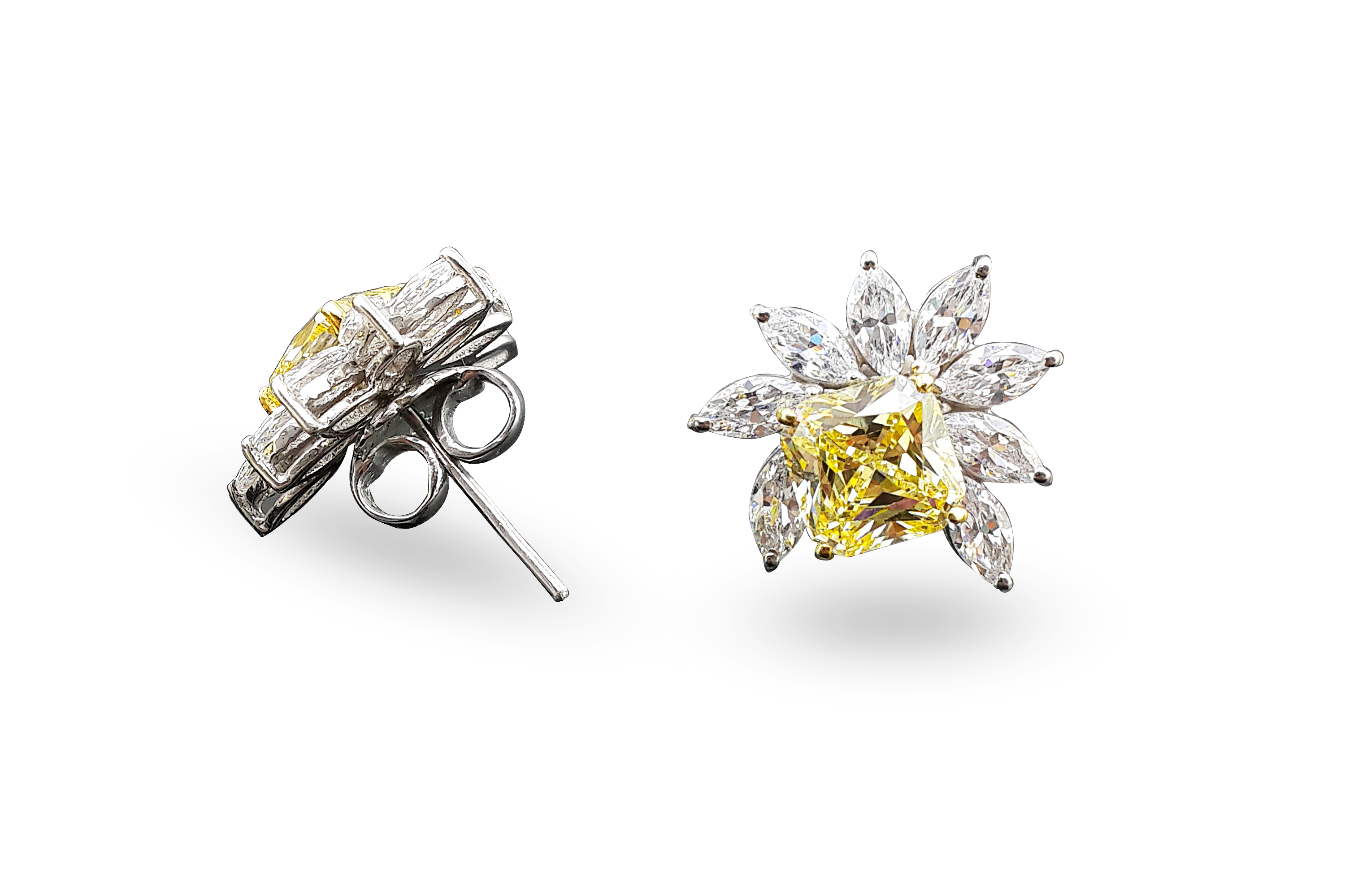 Yellow Signature Adastra CZ Flower Stud Earrings