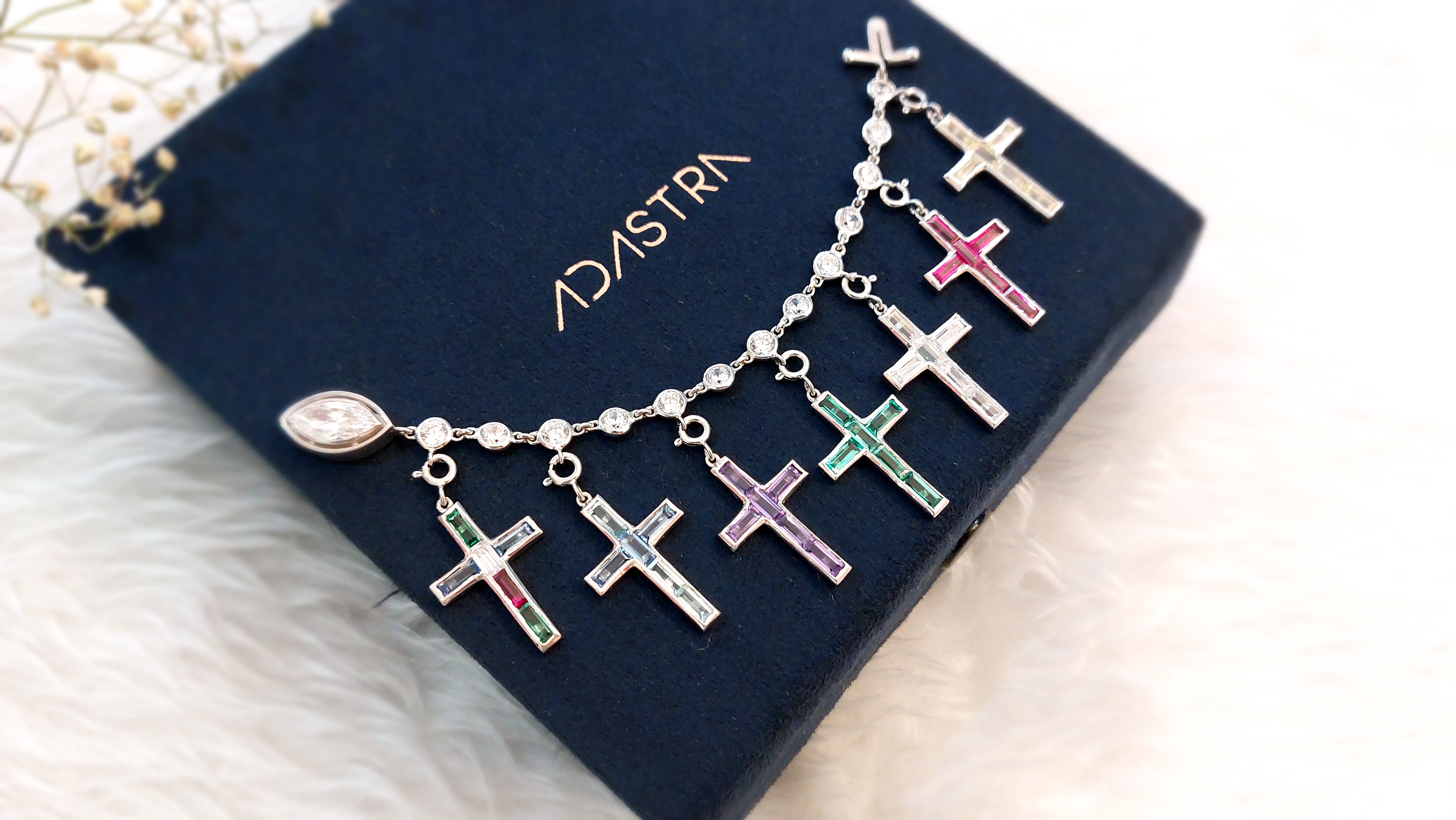 Multi-Color Cross Charm Bracelet