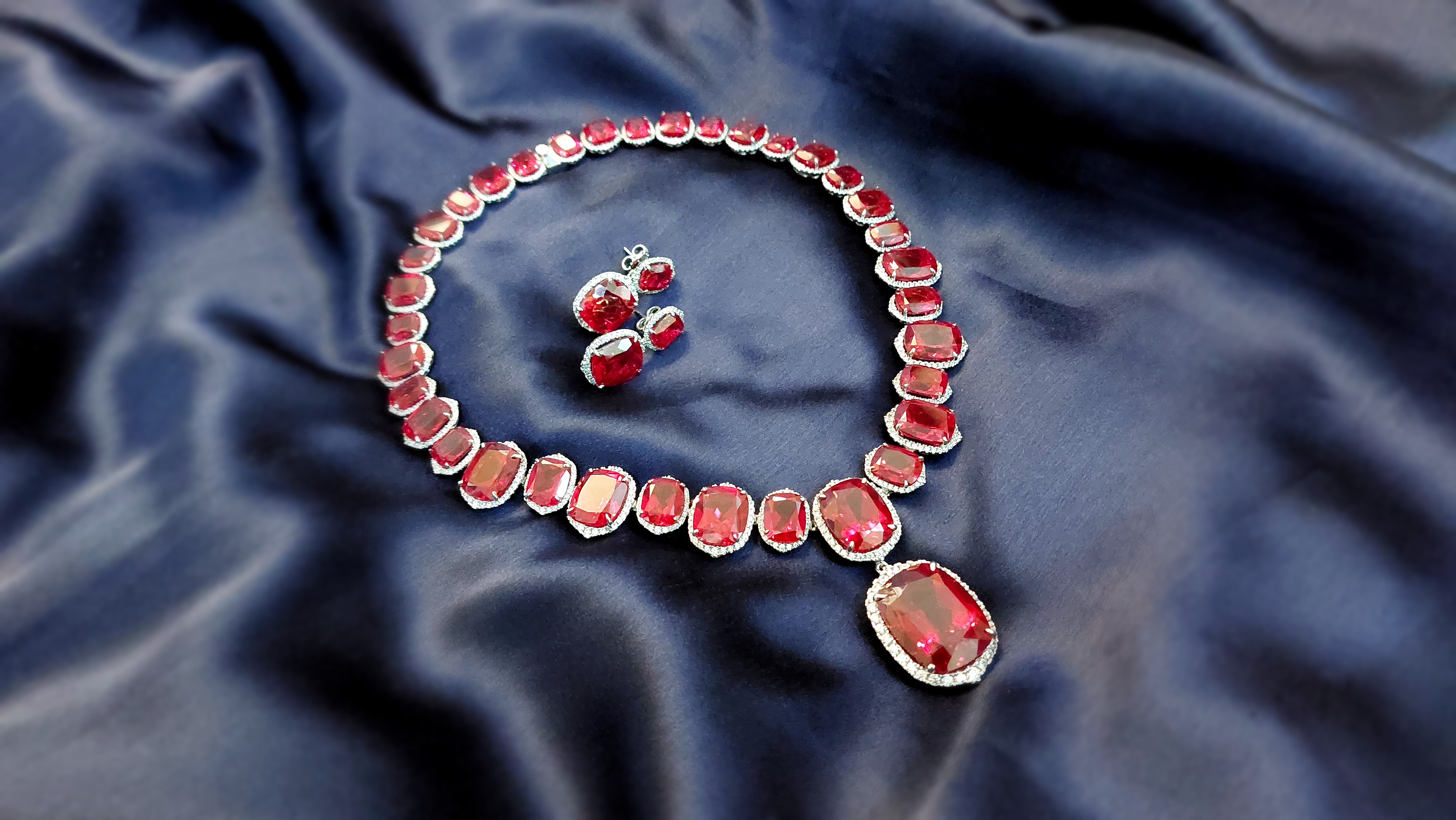 Ruby Gemstone Necklace Set