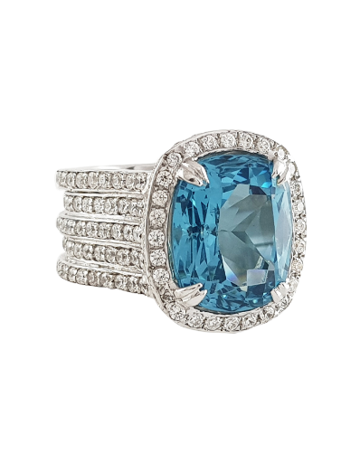 Blue Topaz &  Signature Adastra CZ Statement Ring