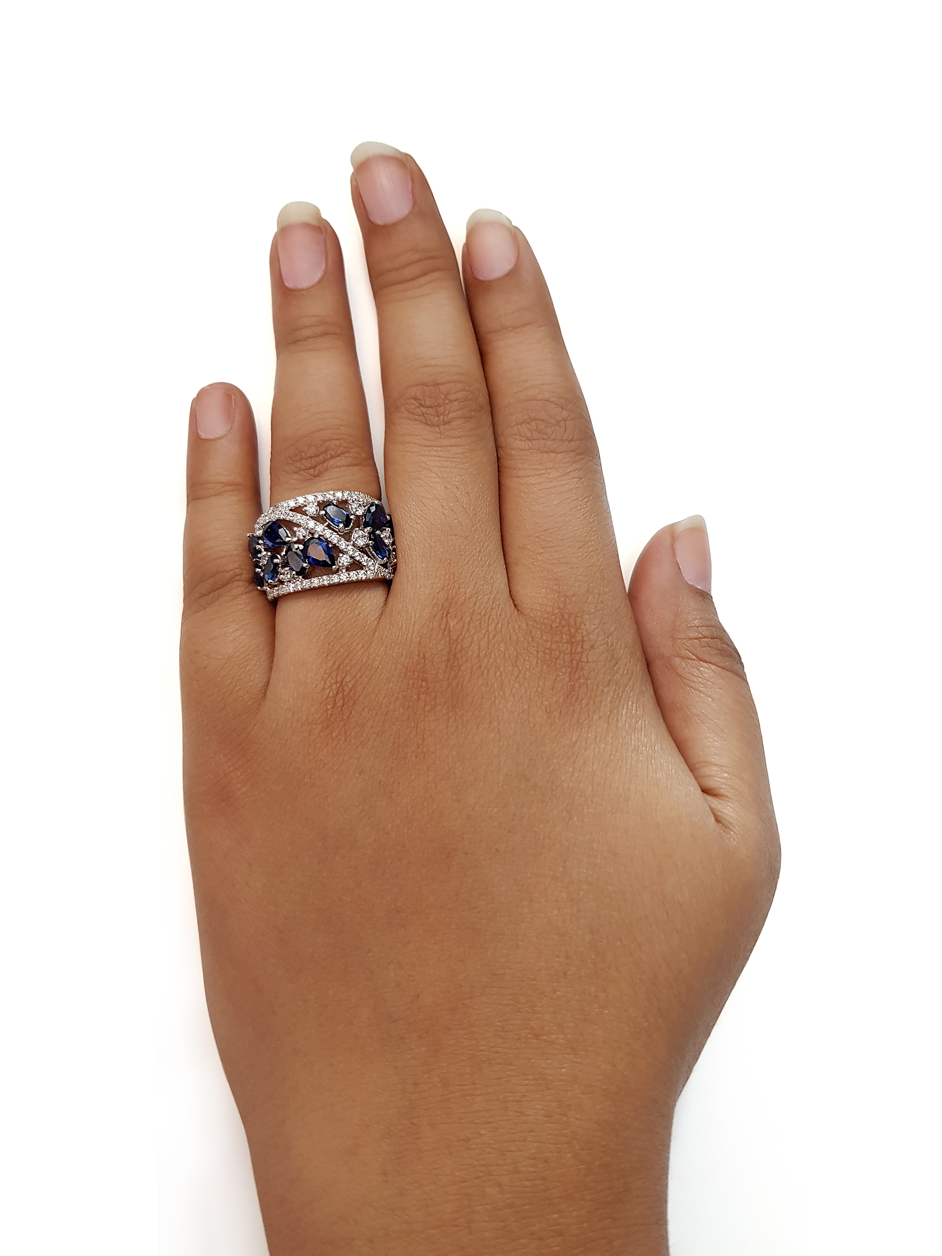 Sapphire and Signature Adastra CZ Cocktail Ring