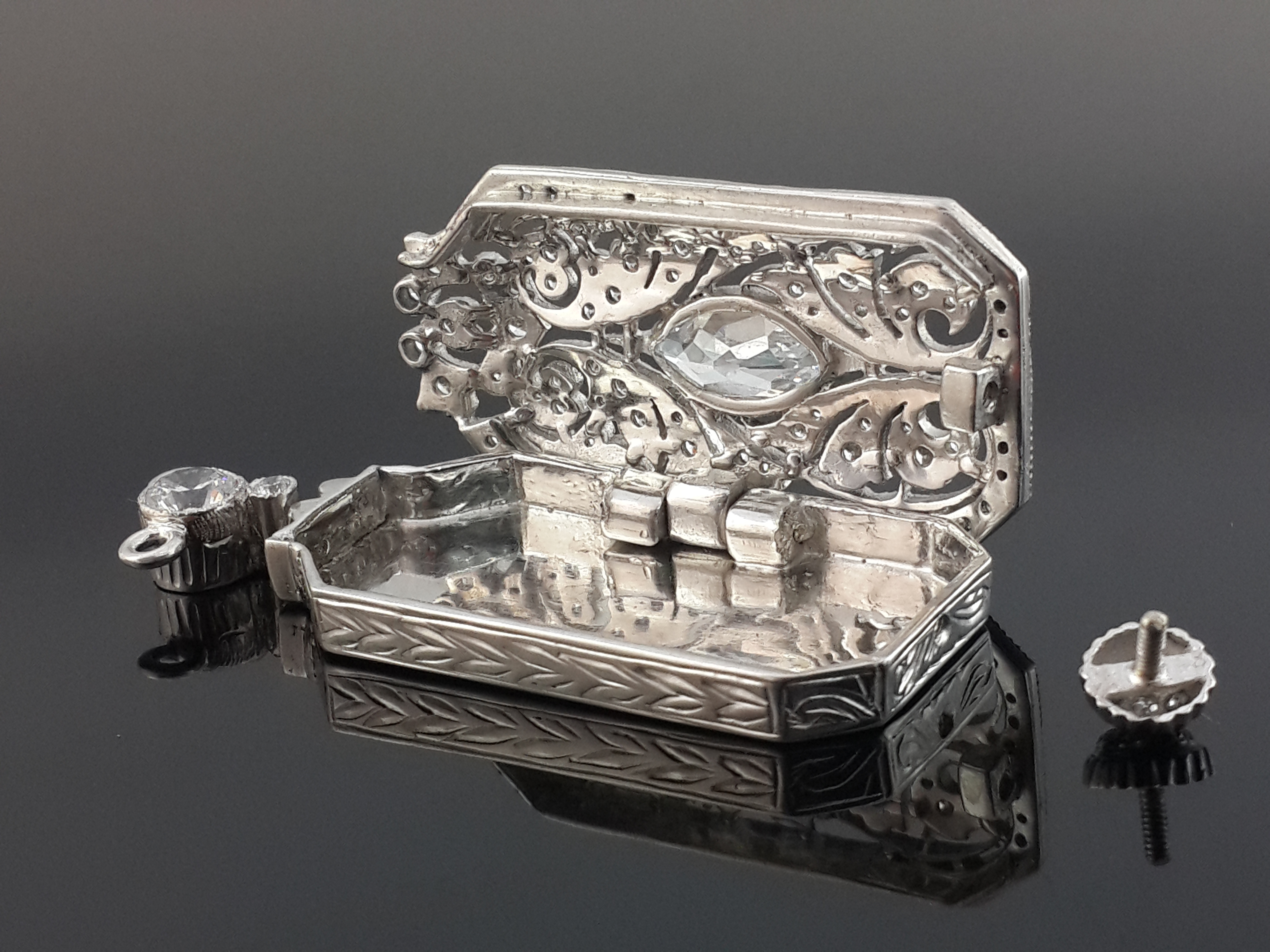 Vintage Silver Perfume Bottle Pendant