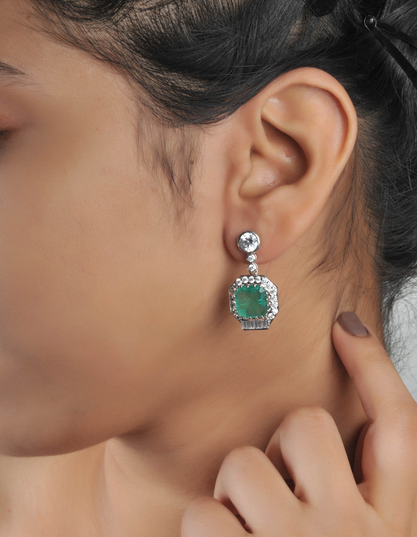 Emerald & Signature Adastra CZ Drop Earrings