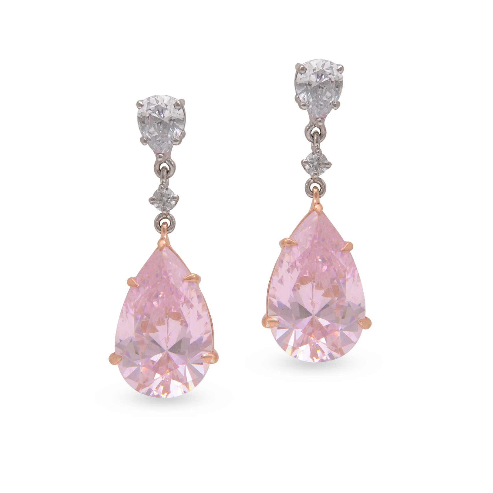 Pink Teardrop Crystal Earrings