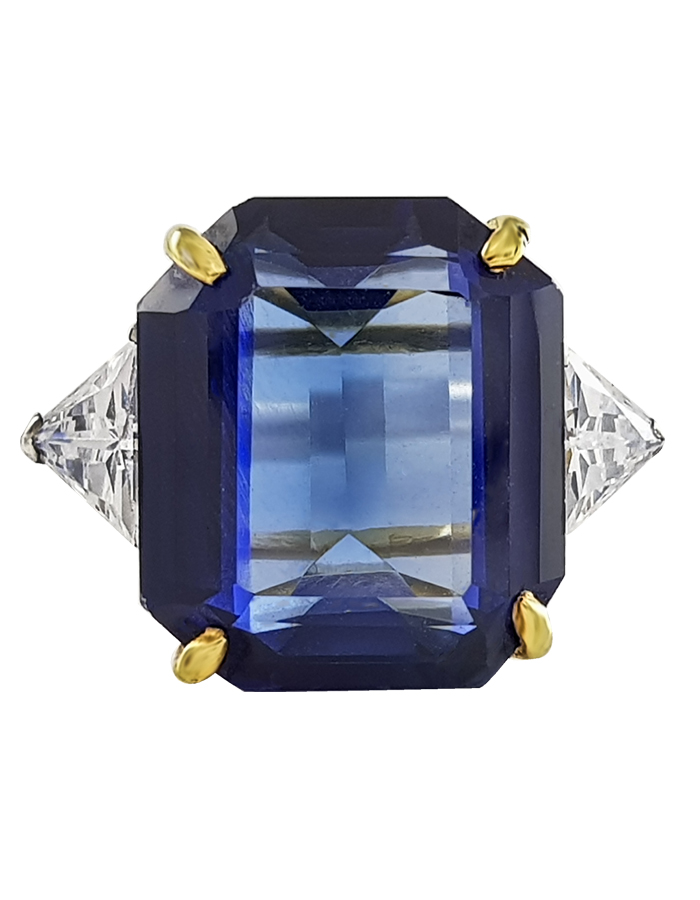 Emerald-Cut Blue Sapphire Ring