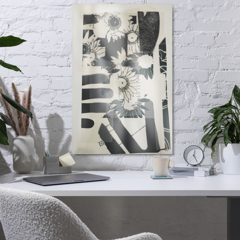 catching flowers glossy metal print