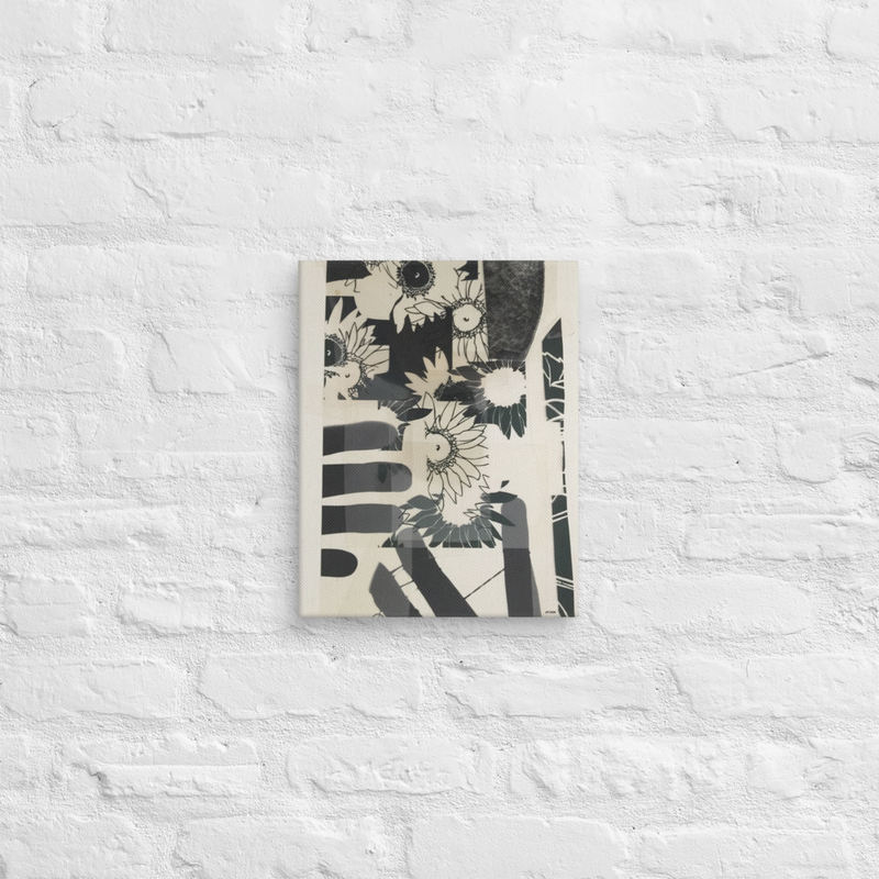 catching flowers Monochrome Sunflower Art Canvas Print