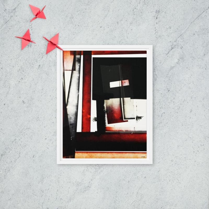 untitled (red) Abstract Geometric Framed Canvas Print