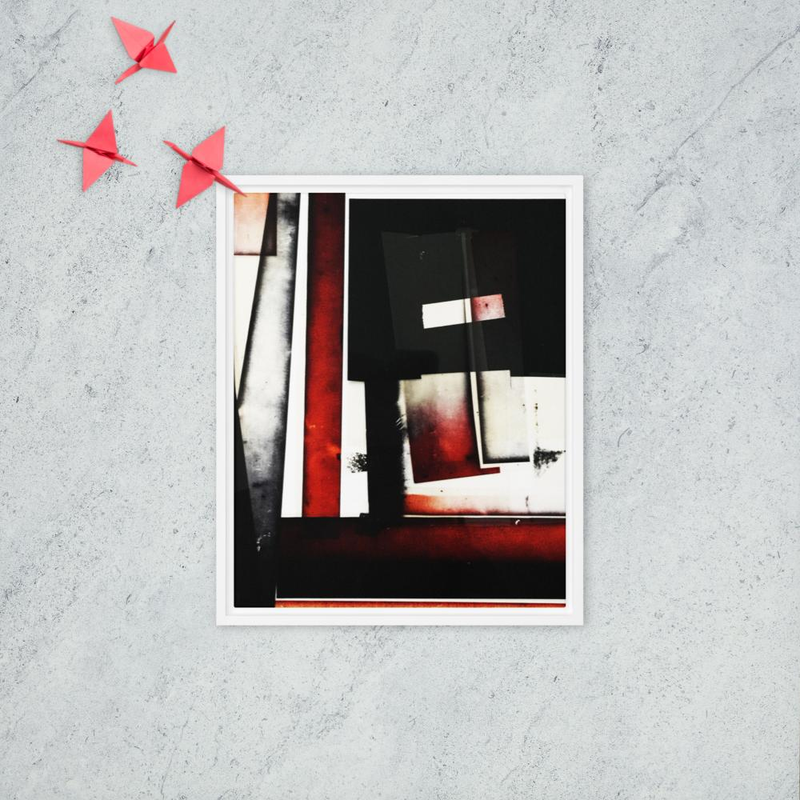 untitled (red) Abstract Geometric Framed Canvas Print