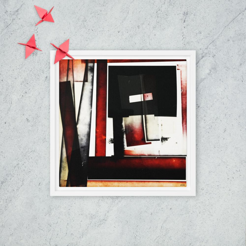 untitled (red) Abstract Geometric Framed Canvas Print