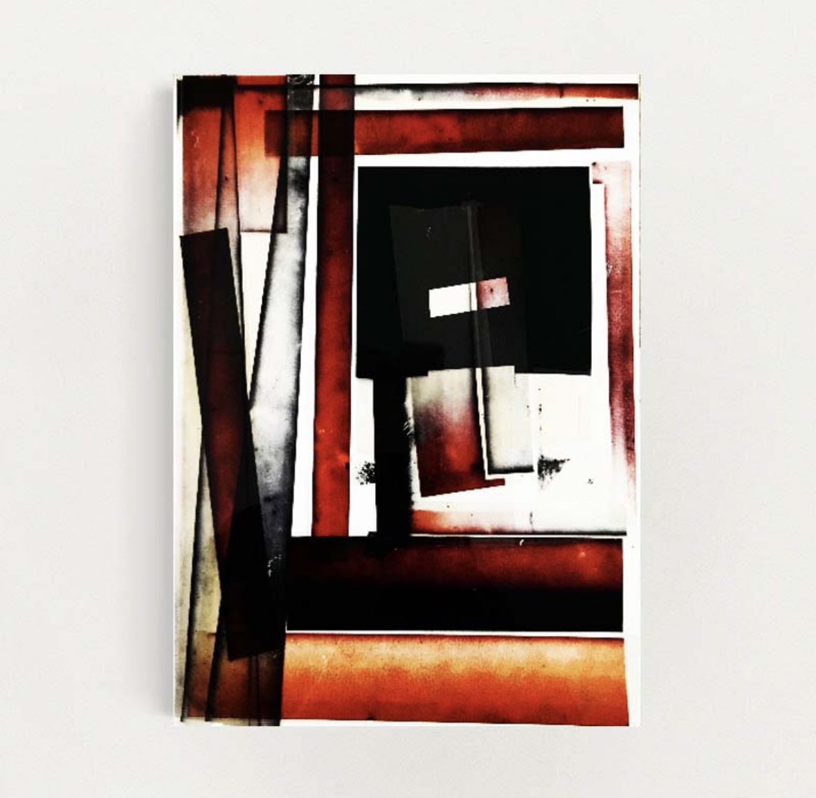 untitled (red) Abstract Geometric Framed Canvas Print