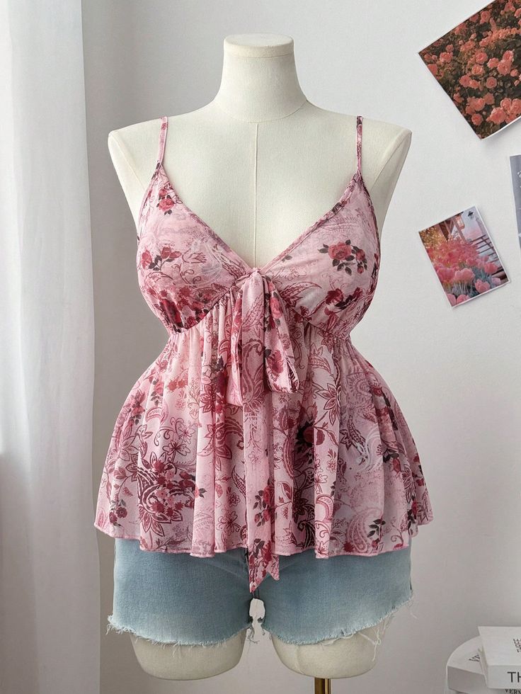 Red Floral Sleeveless Top