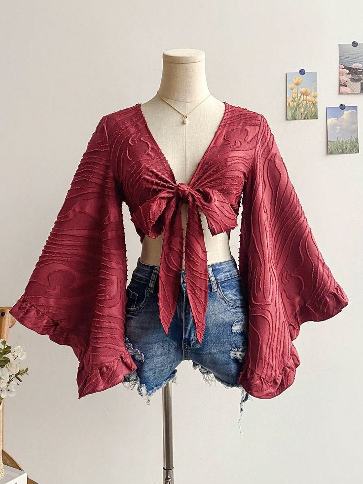 Olive Green Tie-Front Top