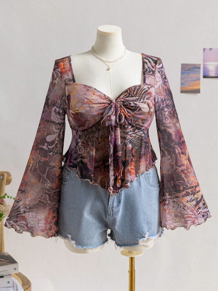 Olive Green Tie-Front Top