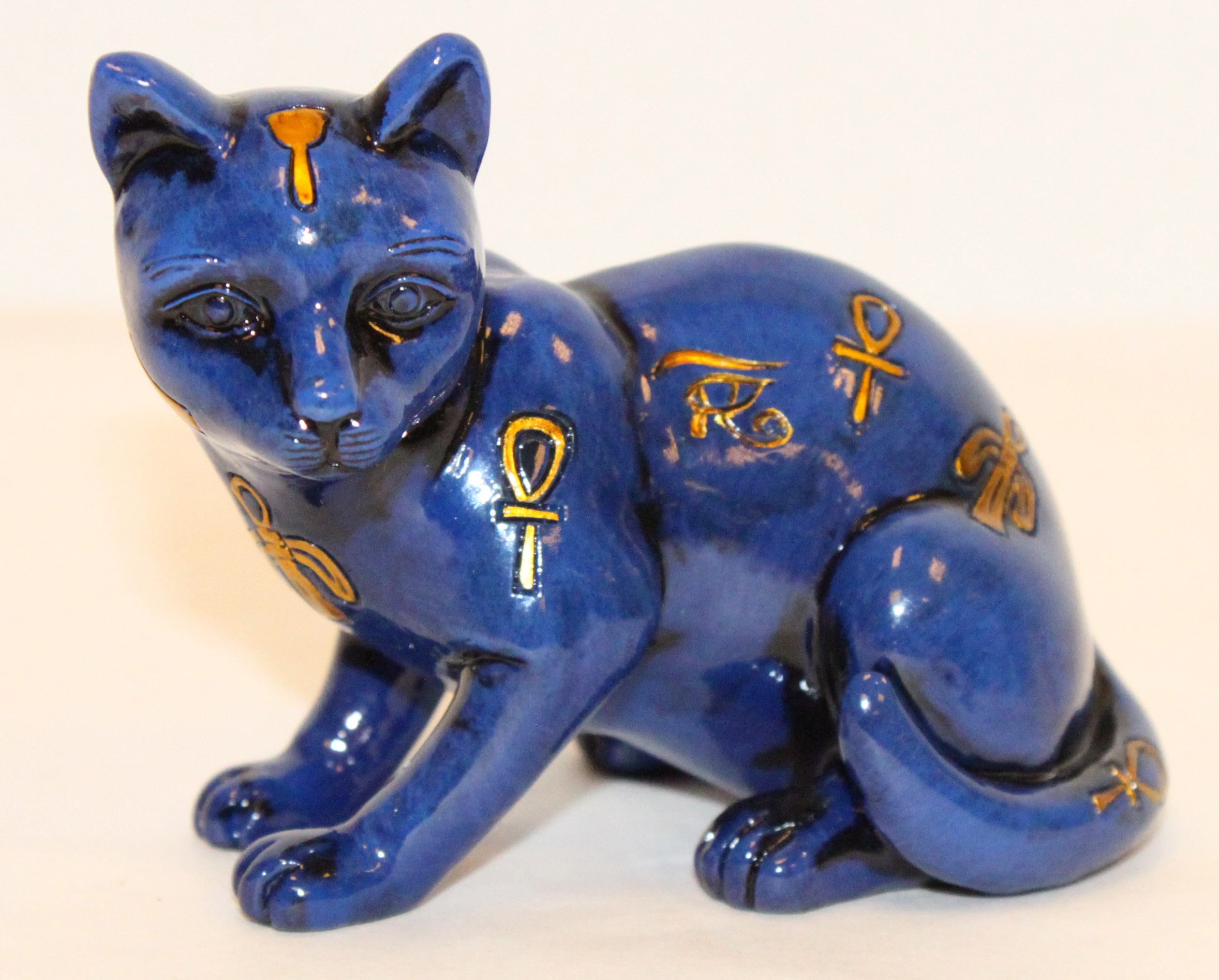 Statue Chat Égyptien Bleu