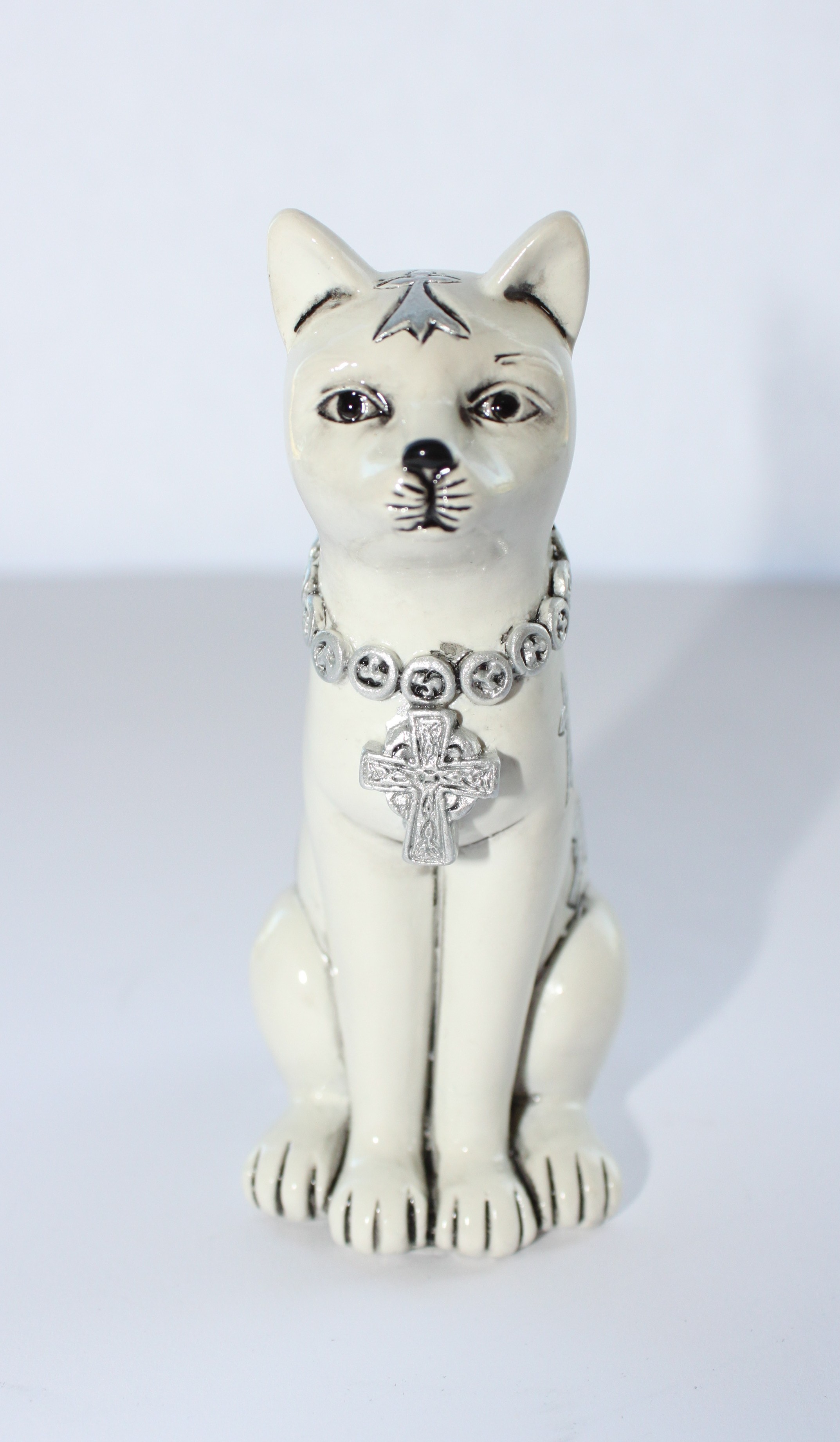 Statuette Chat Argenté "Dieu celte"