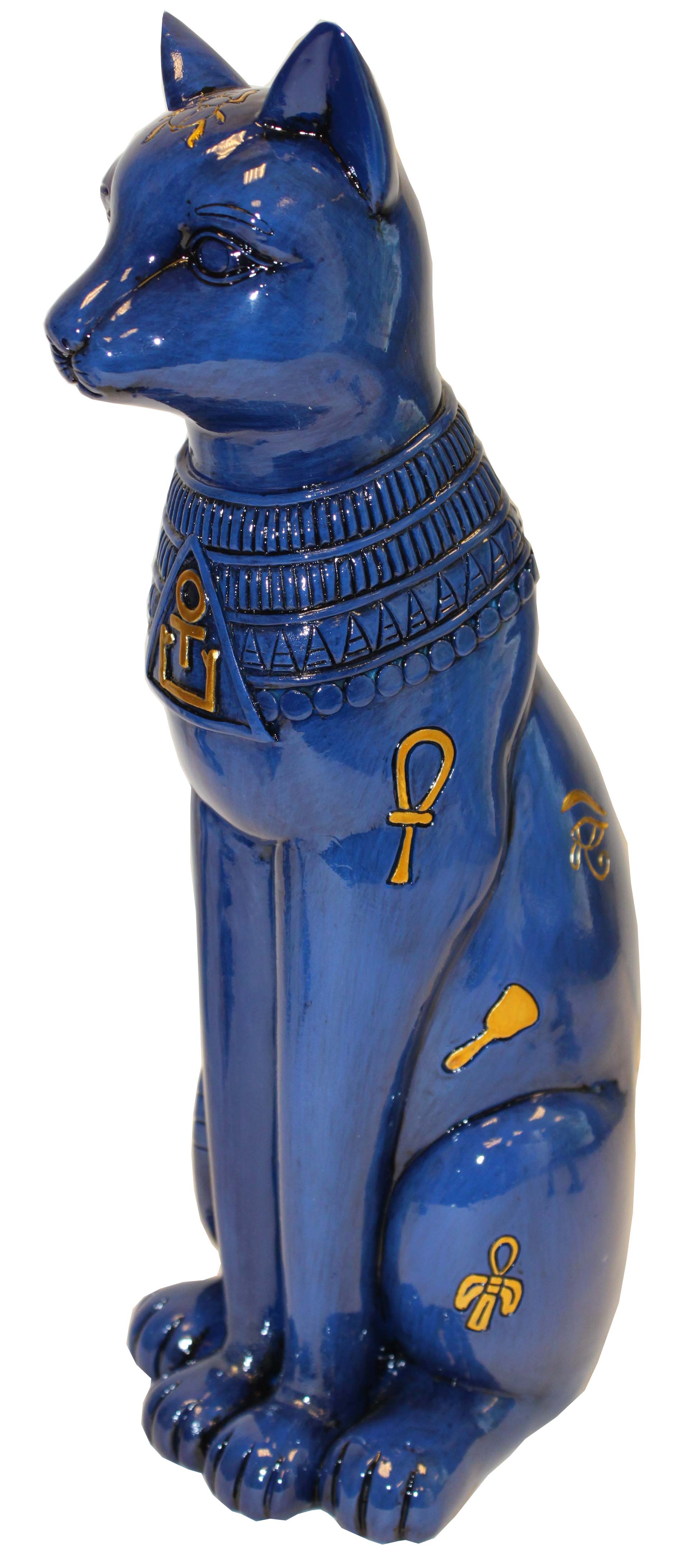 Statue chat égyptien bleu