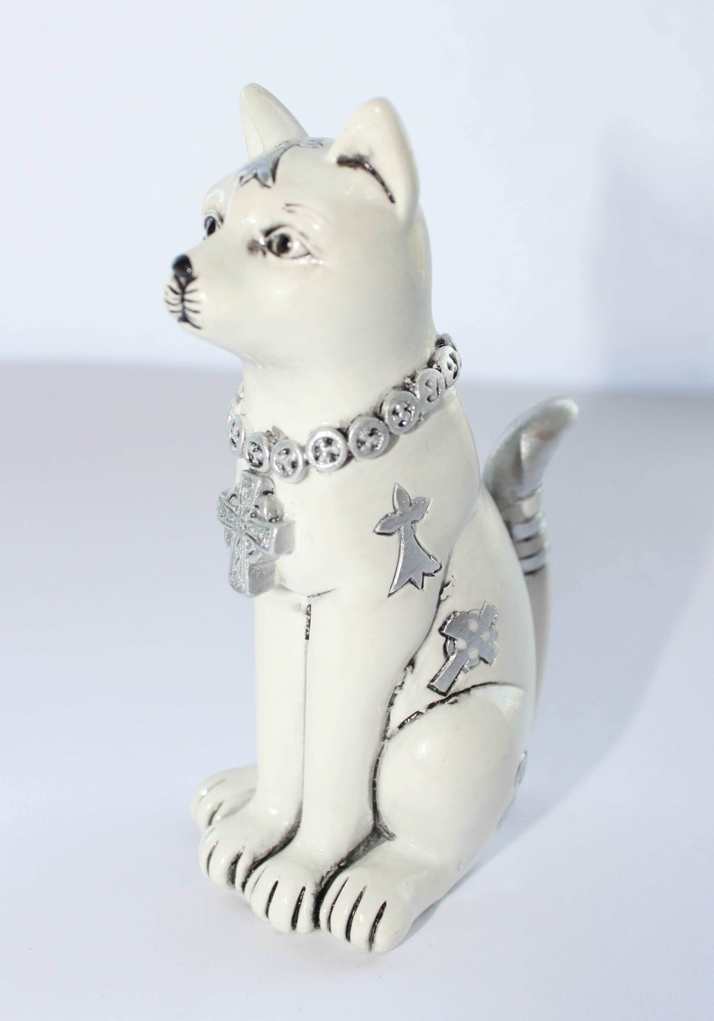 Statuette Chat Argenté "Dieu celte"