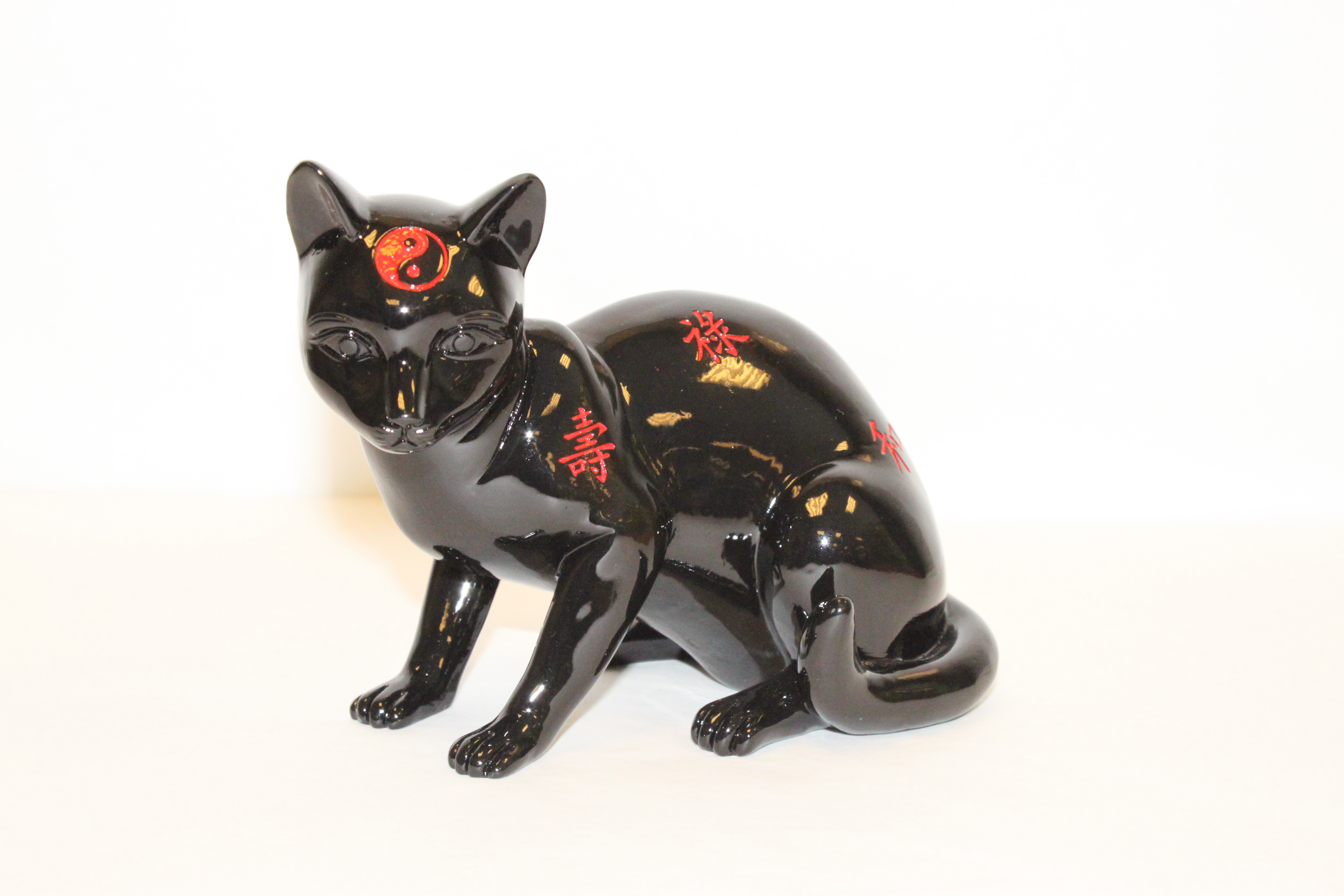 Statue chat noir porte-bonheur