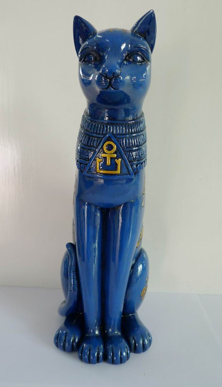Statue chat égyptien bleu