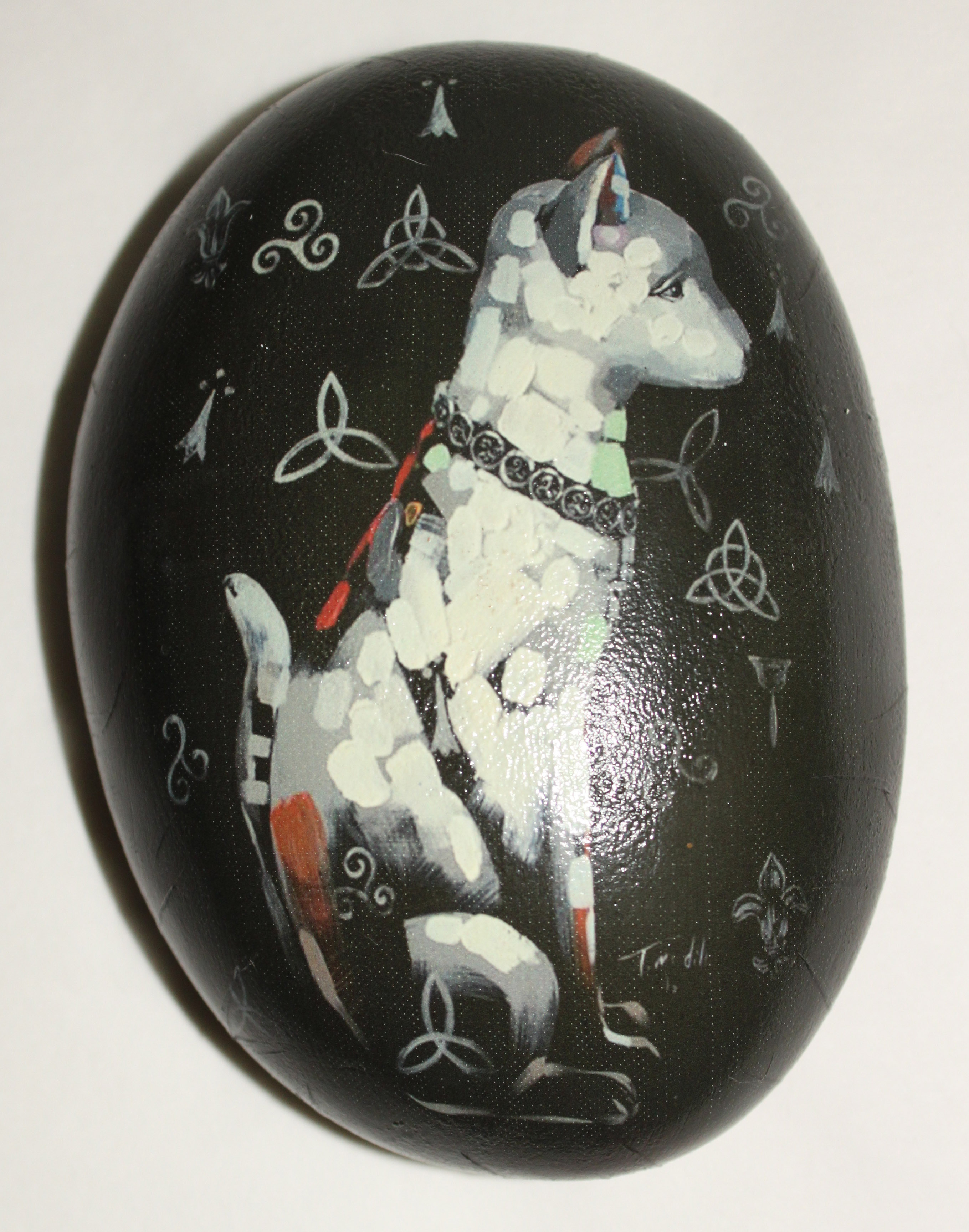 Galet chat Dieu celte en ciment