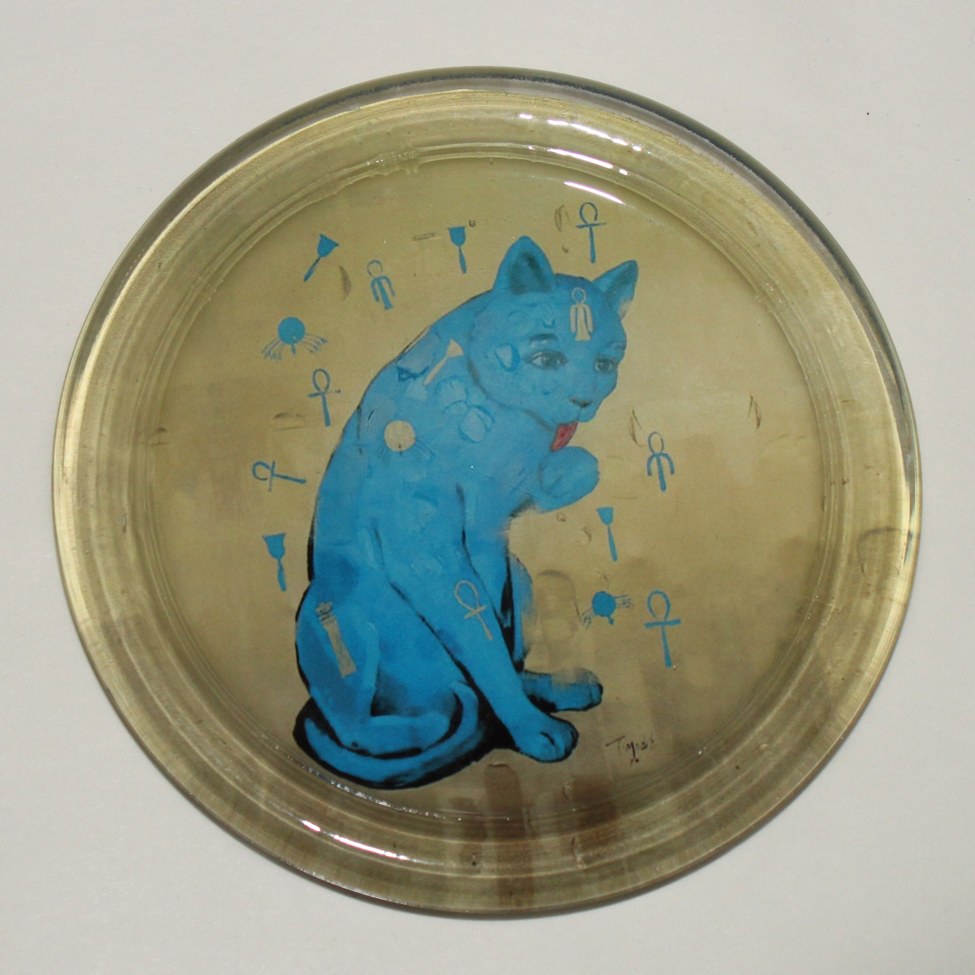 Dessous verre Chat bleu égyptien en plexi glace 