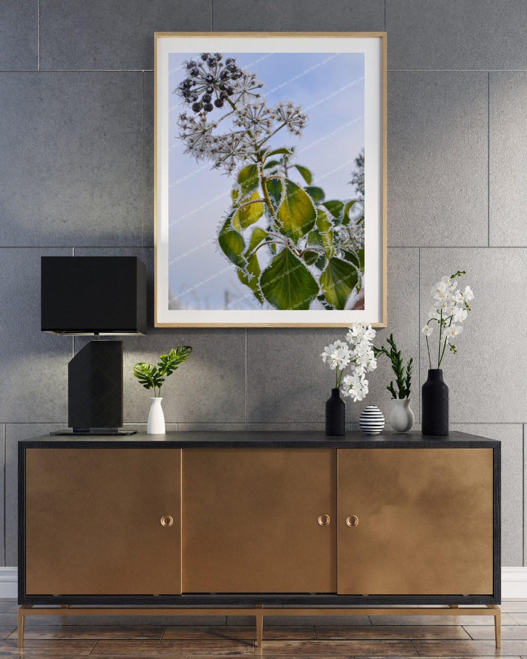 Baies de lierre givrées