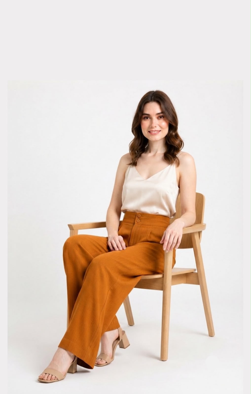 Calça Pantalona caramelo