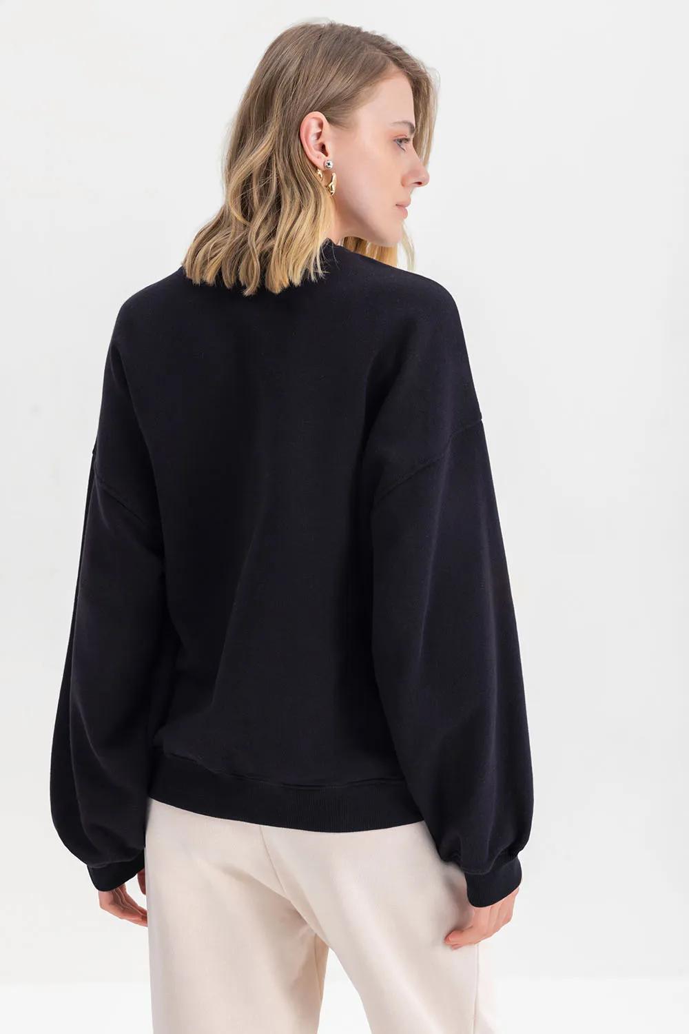 Blusa Feminino de Moletom Preta