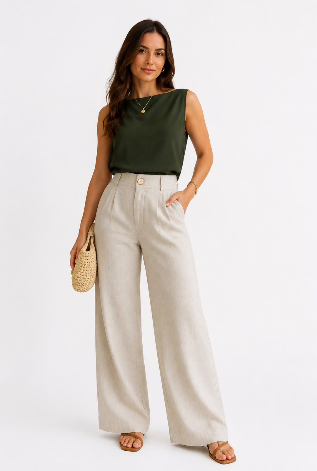 Calça Pantalona de Linho